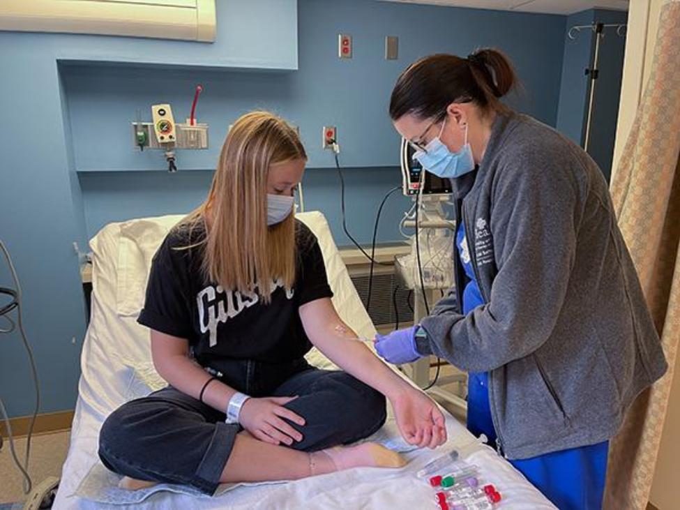 Rebecca is preparing to receive Moderna’s investigational medication mRNA-3745. (Photo by UTHealth Houston)